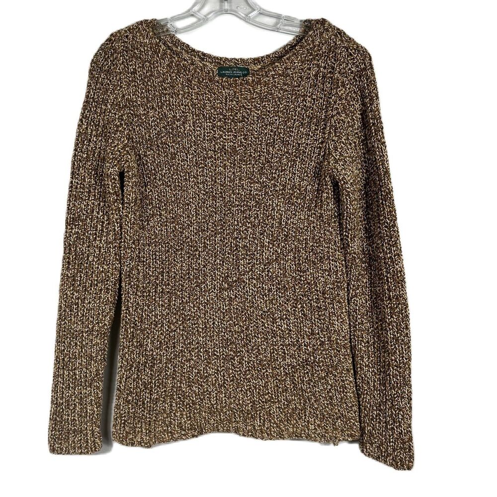 Lauren Ralph Lauren Womens Brown Pullover Scoop Neck Cotton Knit Sweater Small